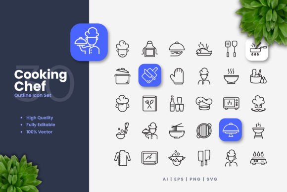 Cooking Chef Icons: A Versatile Graphics Set for Creative Businesses